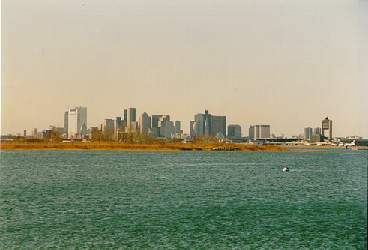 Die Skyline von albany mit dem Flughafen im Vordergrund