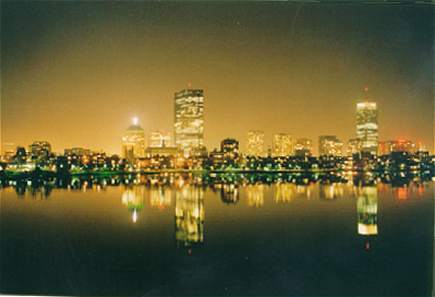 Bostons skyline  by night